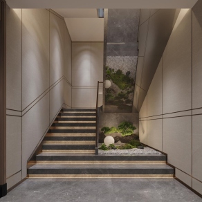 中式楼梯端景3D模型下载